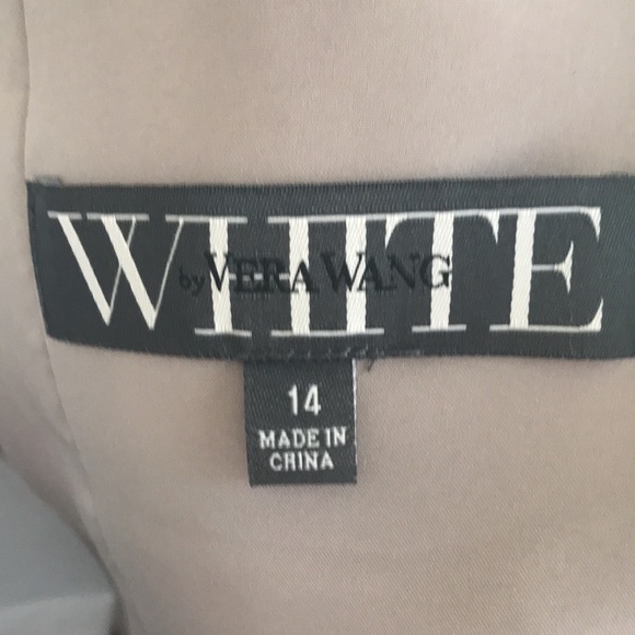 WHITE BY VERA WANG SILVER TAUPE DRESS SATIN / LACE Size 14 Prom-Wedding-Cruise - Picture 6 of 8